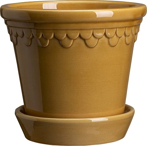 Doniczka Københavner 18 cm żółta z podstawką szkliwiona
