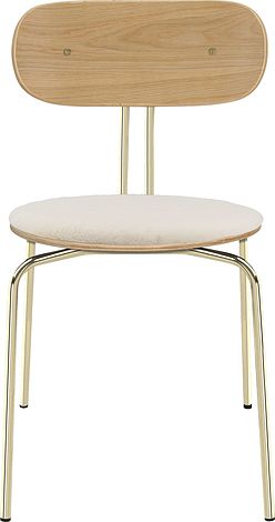 Krzesło Curious Teddy białe z tapicerowanym siedziskiem na mosiężnych nogach