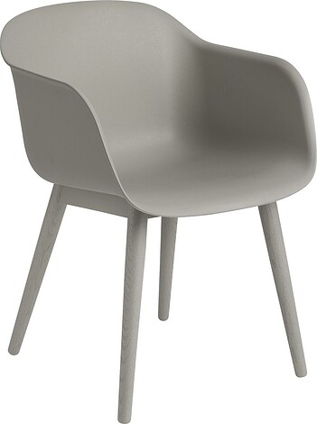 Fotel Fiber szary na drewnianych nogach