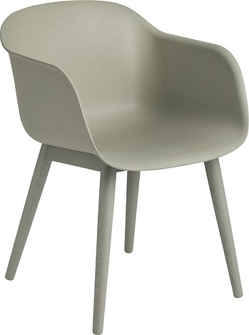 Fotel Fiber szarozielony na drewnianych nogach