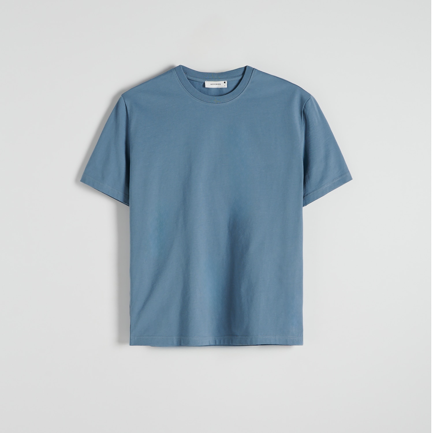 Reserved - Bawełniany t-shirt regular - Niebieski