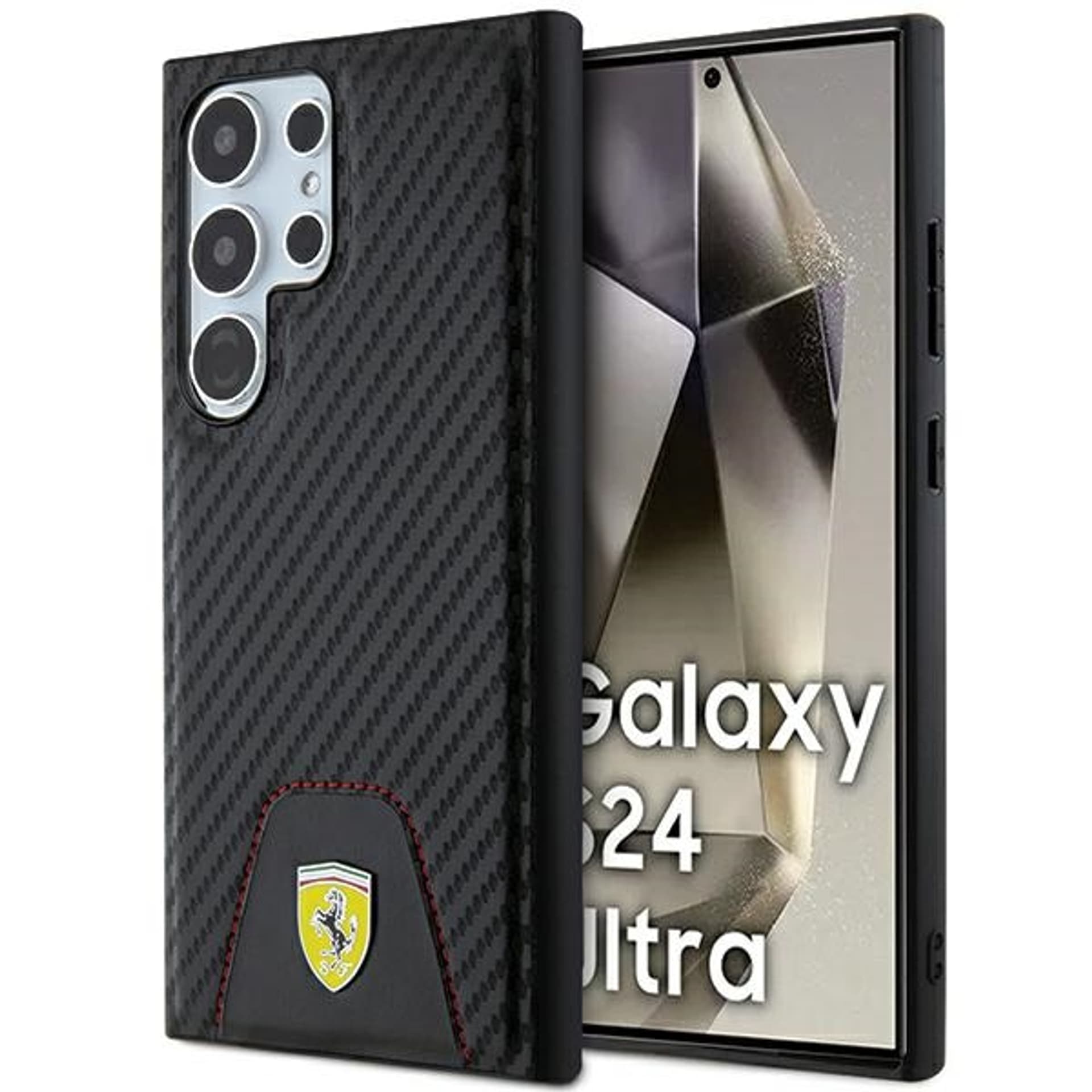 FerrariFEHCS24LN3PUK S24 Ultra S928 czarny/black hardcase Carbon Stitched Bottom