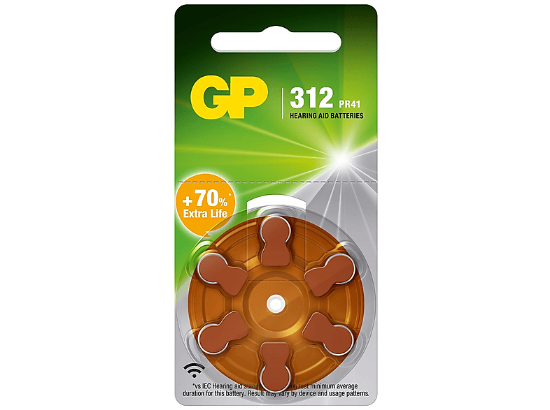 Bateria guzikowa do ów słuchowych GP ZA312/PR41 6szt.