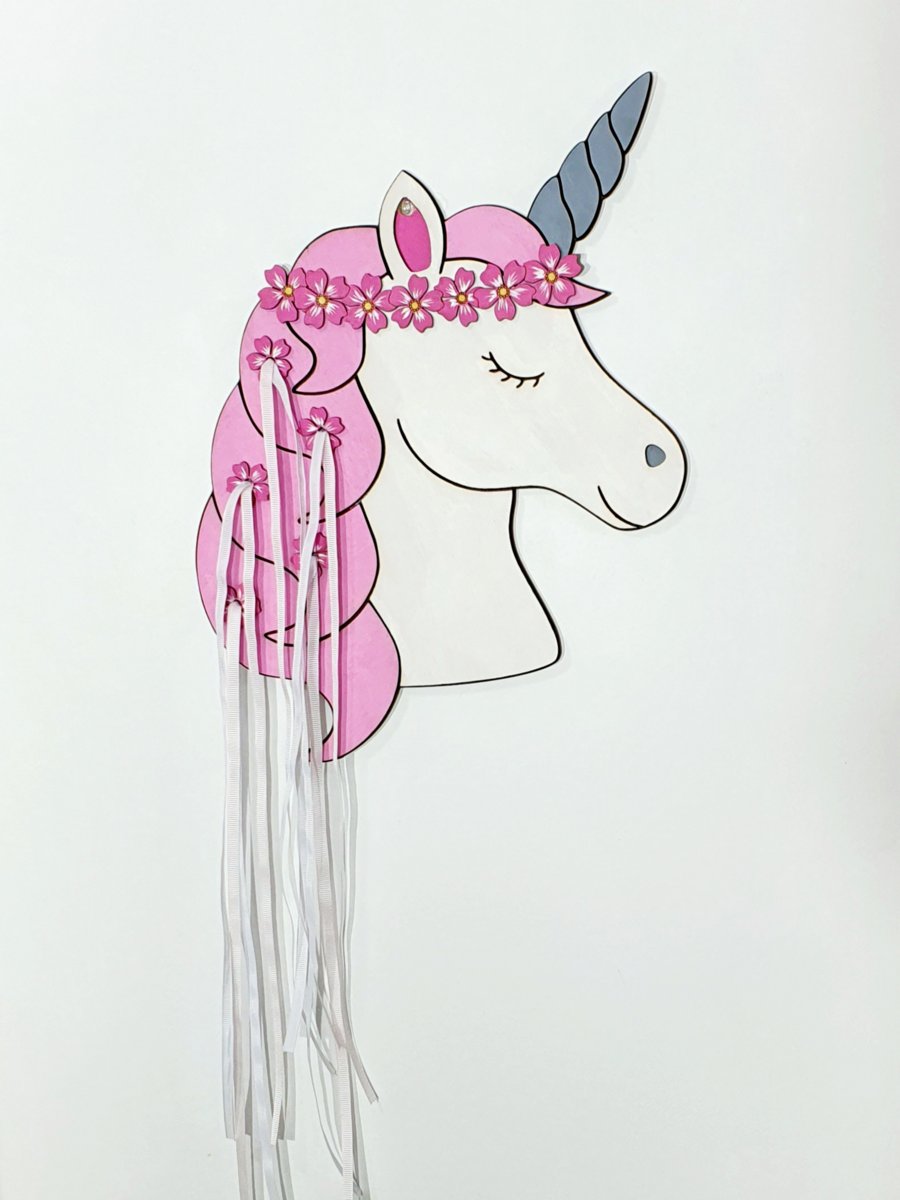 Wiszący drewniany jednorożec -organizer na spinki Lovegifts