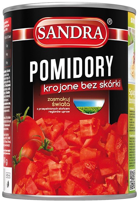Pomidory krojone bez skórki Sandra puszka 425ml