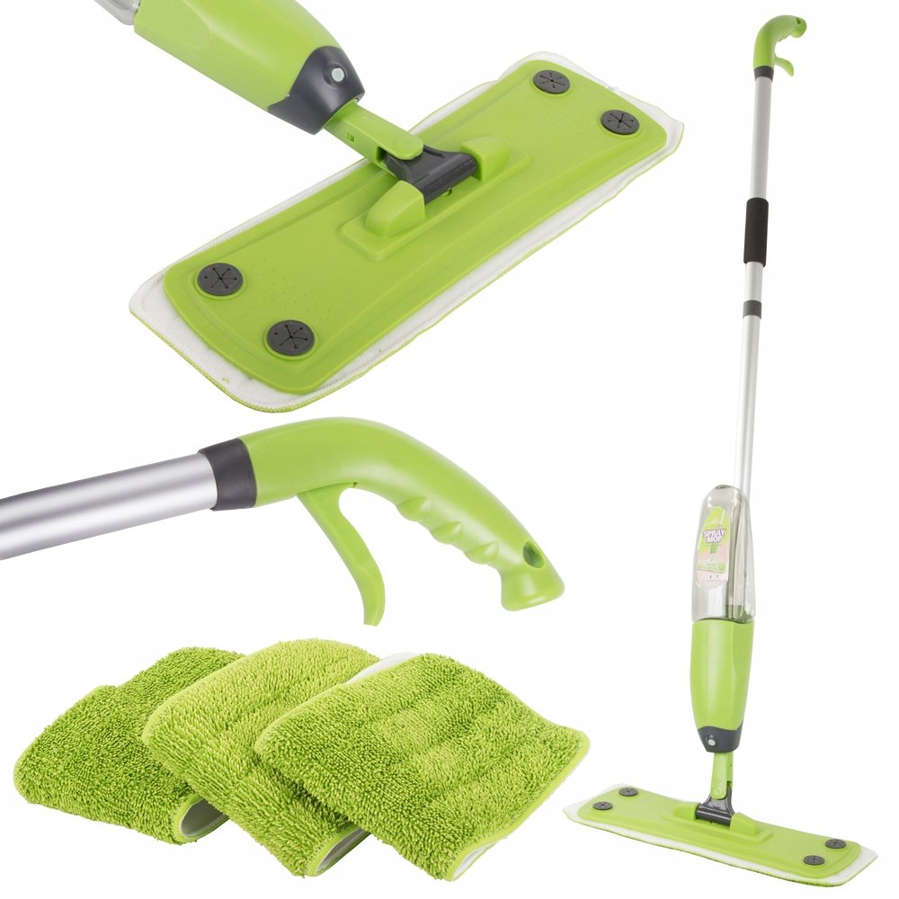 MOP PŁASKI ZE SPRYSKIWACZEM OBROTOWY SOLIDNY SPRAY ZESTAW 3 WKŁADY WYMIENNE