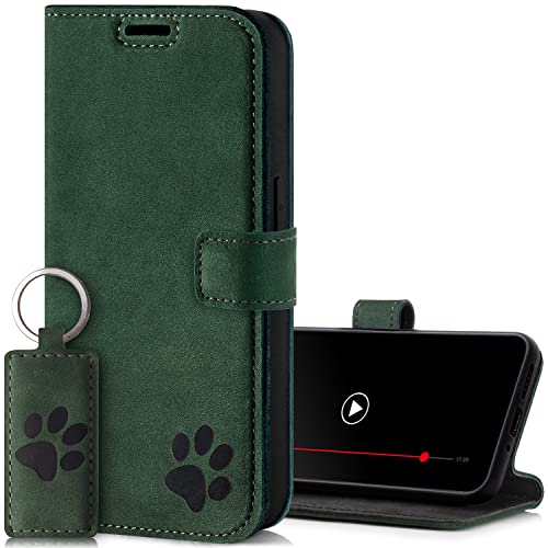 SURAZO Premium etui na telefon komórkowy Samsung Galaxy A54 5G – etui ochronne z prawdziwej skóry premium z motywem łapy – etui z klapką RFID [magnes, funkcja stojaka, przegródka na karty] pokrowiec,