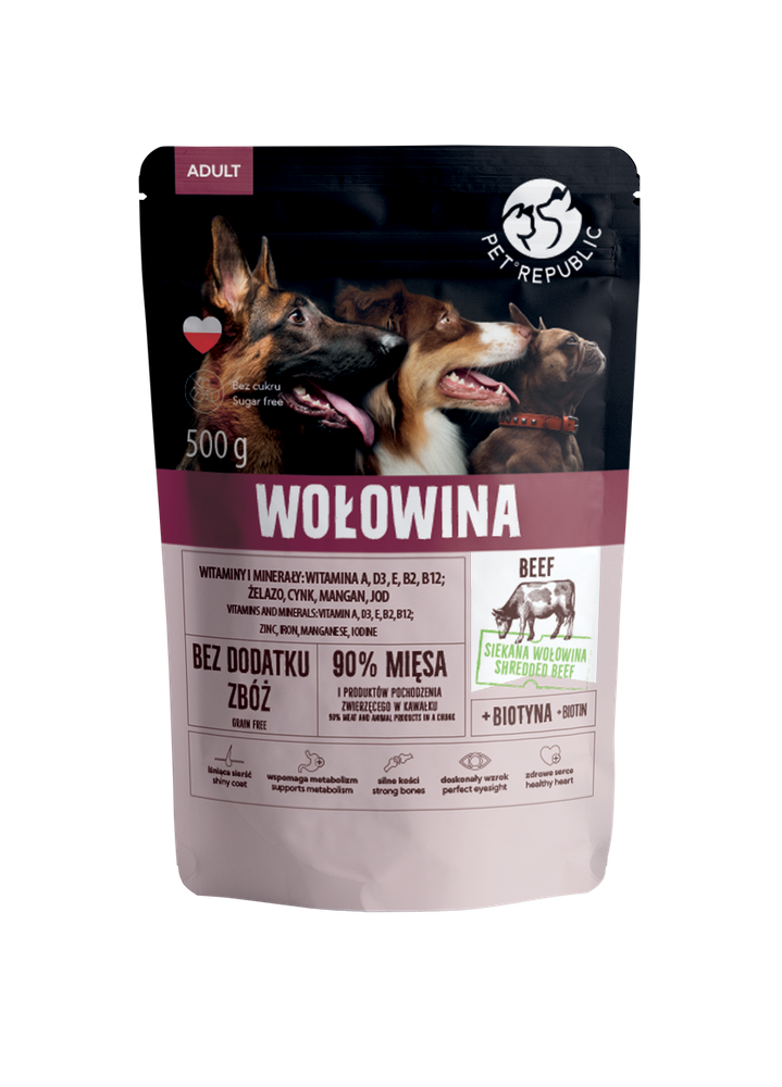PetRepublic karma dla psa z drobno siekaną wołowiną w sosie 500g