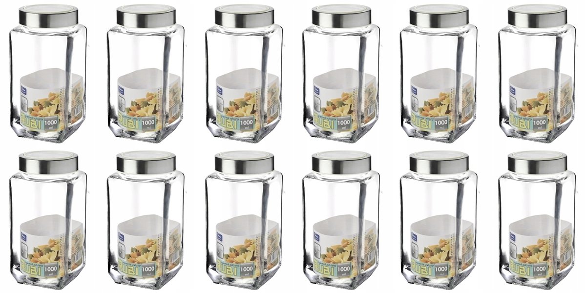 SŁOIK Pojemnik kuchenny SZKLANY Rubi 12 x 1 L do szuflad szafki na jedzenie