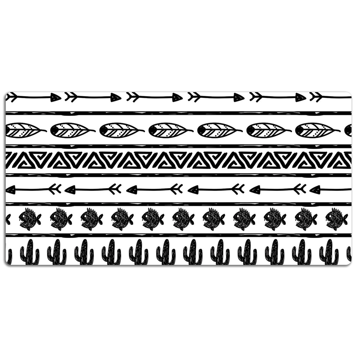 Podkładka na całe biurko Czarno-biały geometryczny wzór boho 120x60 cm