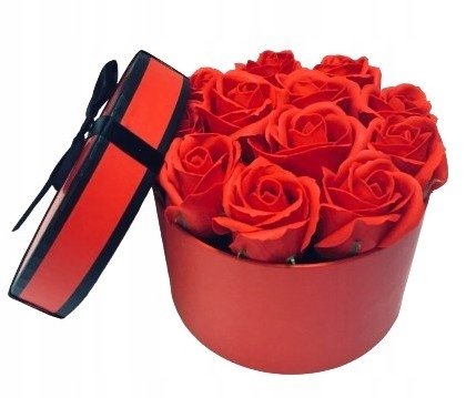 FLOWER BOX czerwona róża MYDLANE KWIATY PACHNĄCE prezent kobiet walentynki