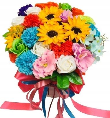 DUŻY PIĘKNY FLOWER BOX z kwiatami mydlanymi PACHNĄ prezent na kobiet babci