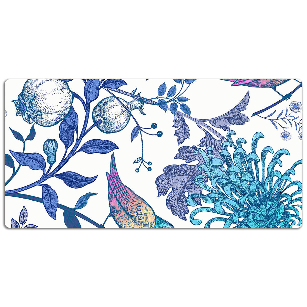 Mata ochronna na biurko Ptaki i kwitnące drzewo 120x60 cm