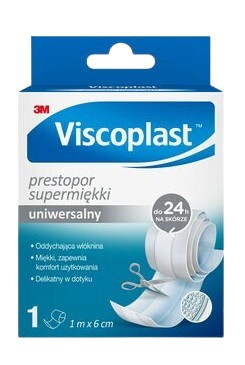 Plaster Viscoplast, Super Miękki, uniewersalny, biały, do cięcia, 1m x 6cm, 1 sztuka