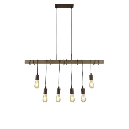 Barn lampa wisząca 6-punktowa ciemne drewno/czarna 4876-6BR