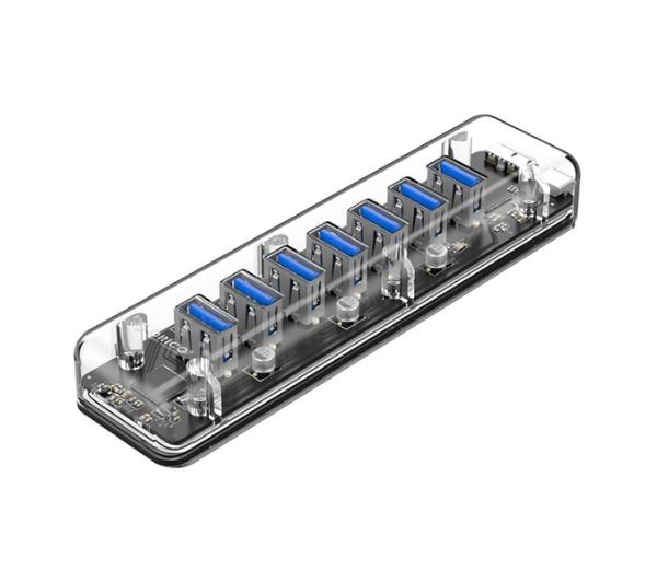 Orico F7U-U3-CR-BP 7x USB-A 5Gbps Przezroczysty
