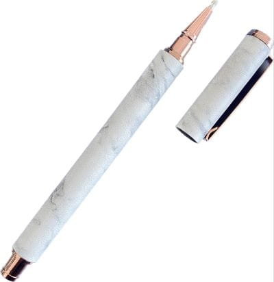 TYPO-  Długopis marmur z końcówką różowego złota Czarny