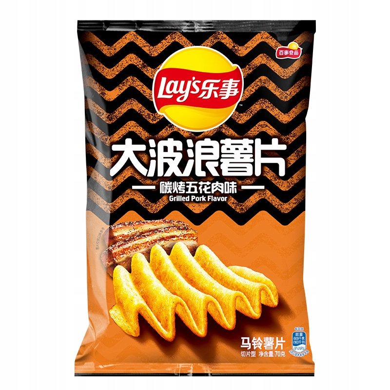 Chipsy Lay's Big Wave Grilled Pork Charcoal Grillowana Wieprzowina 70g