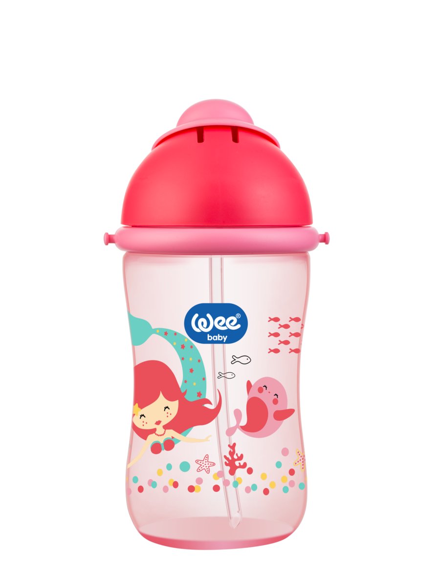 WEE BABY KUBEK ZE SŁOMKĄ 380ML RÓŻOWY