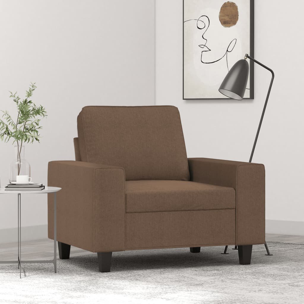 vidaXL Fotel, brązowy, 60 cm, obity tkaniną