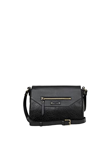 HEXAGONA torba na ramię z motywem krzyżowym - kompatybilna z telefonami komórkowymi - kolekcja ambrozżerii - skóra owcza obszyta skórą bydlęca ziarnista, czarny, Taille unique, Klasyczny