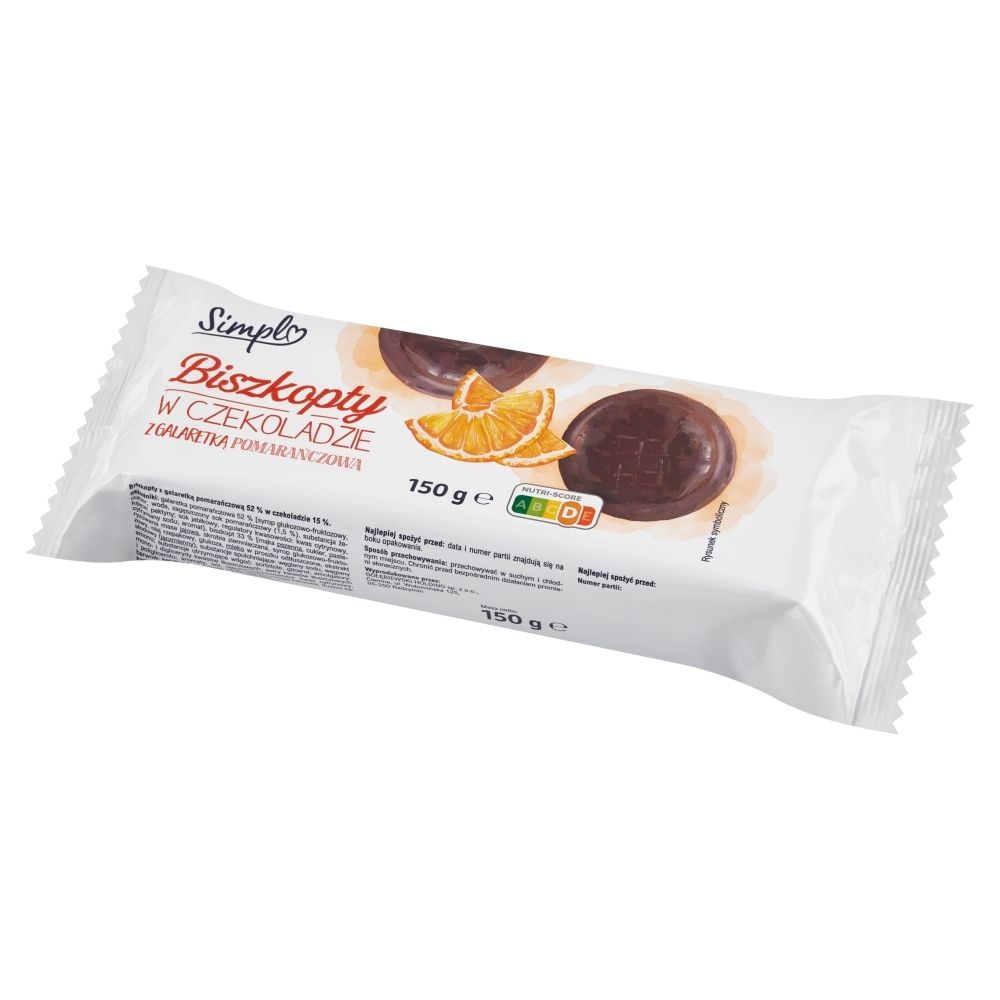 Simpl Biszkopty w czekoladzie z galaretką pomarańczową 150 g