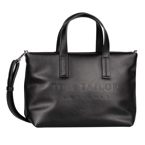 TOM TAILOR Thessa damska torba na ramię Shopper z zamkiem błyskawicznym, mała, czarna, czarny, S, casual