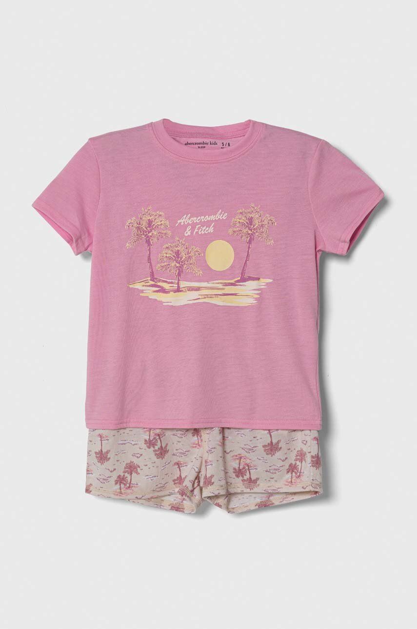 Abercrombie & Fitch piżama dziecięca kolor beżowy wzorzysta