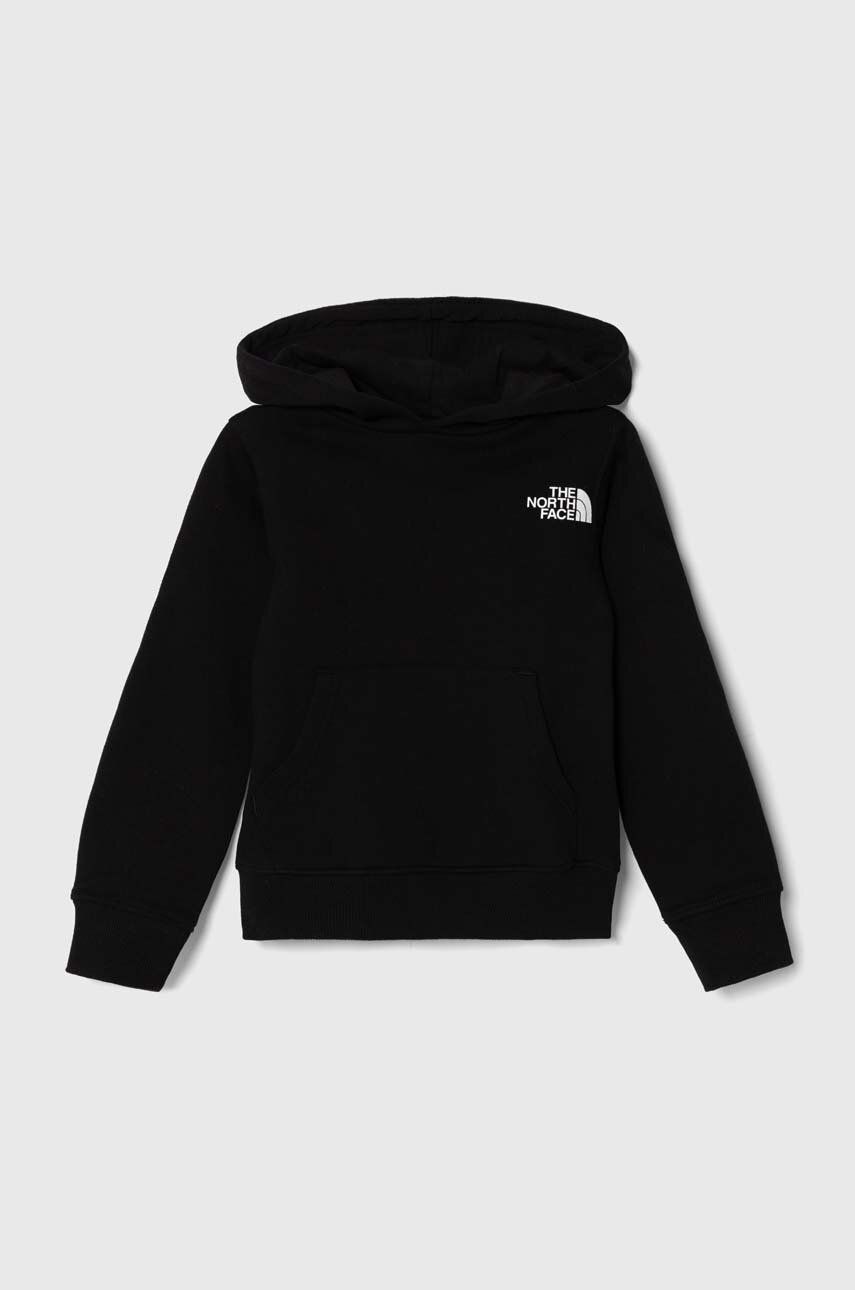 The North Face bluza dziecięca NEW GRAPHIC HOODIE kolor czarny z kapturem z nadrukiem