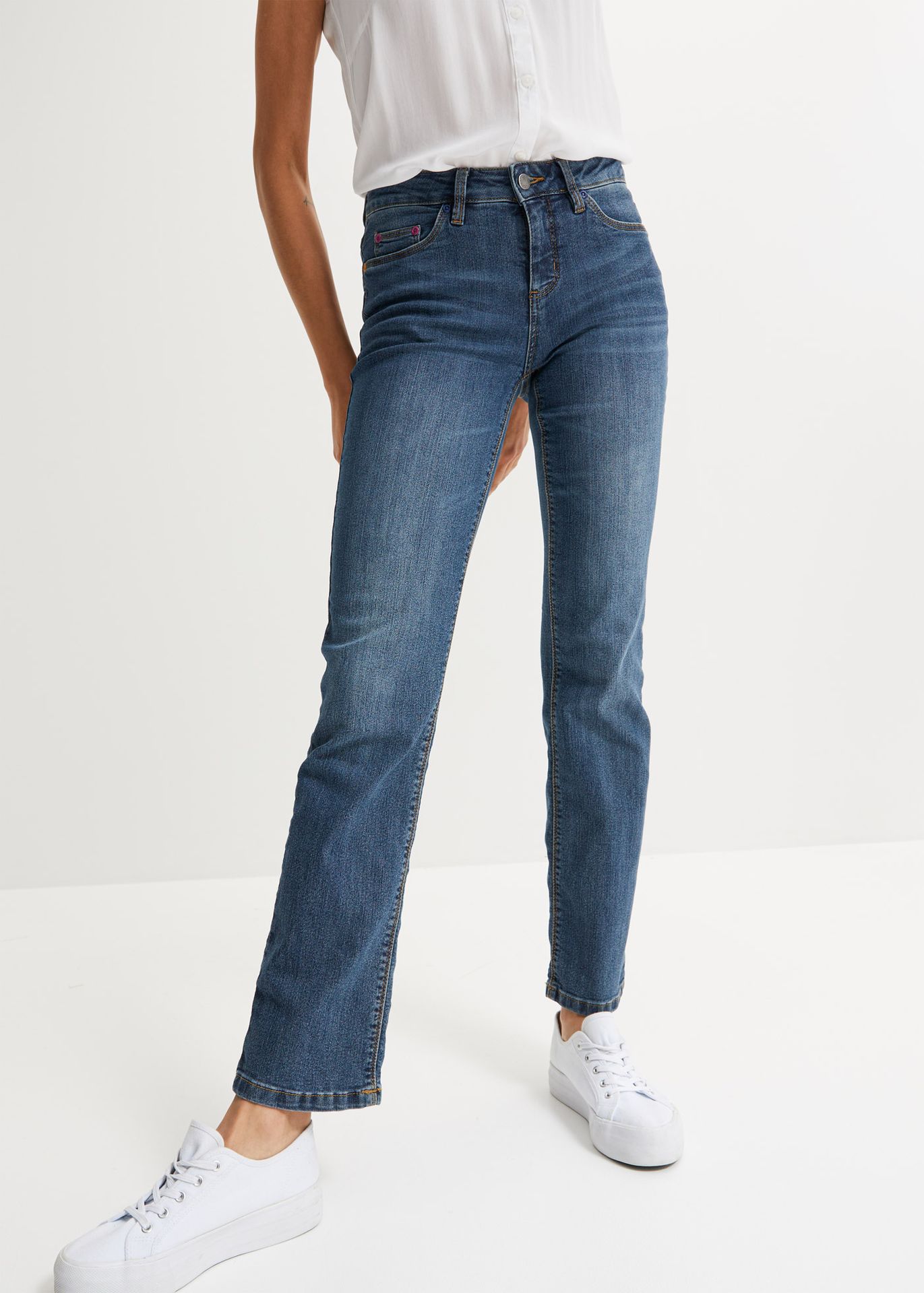 Dżinsy Straight Mid Waist, ze stretchem - bonprix