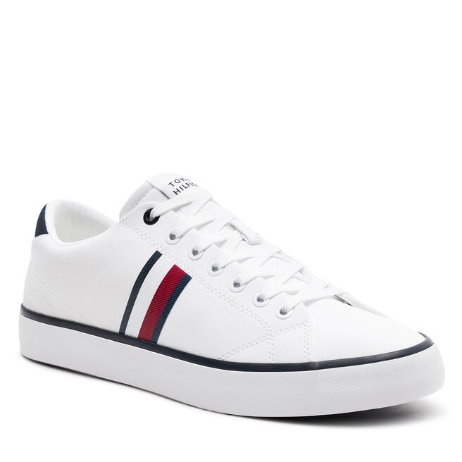 Tenisówki Tommy Hilfiger Th Hi Vulc Low Stripes Mesh FM0FM04946 White YBS