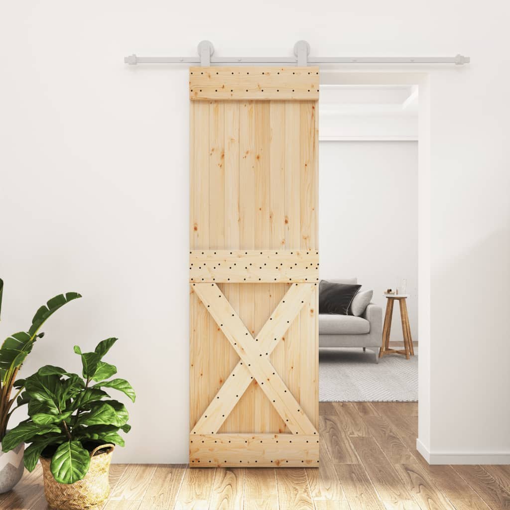 Drzwi przesuwne z osprzętem, 70x210 cm, lite drewno sosnowe 8721012081499