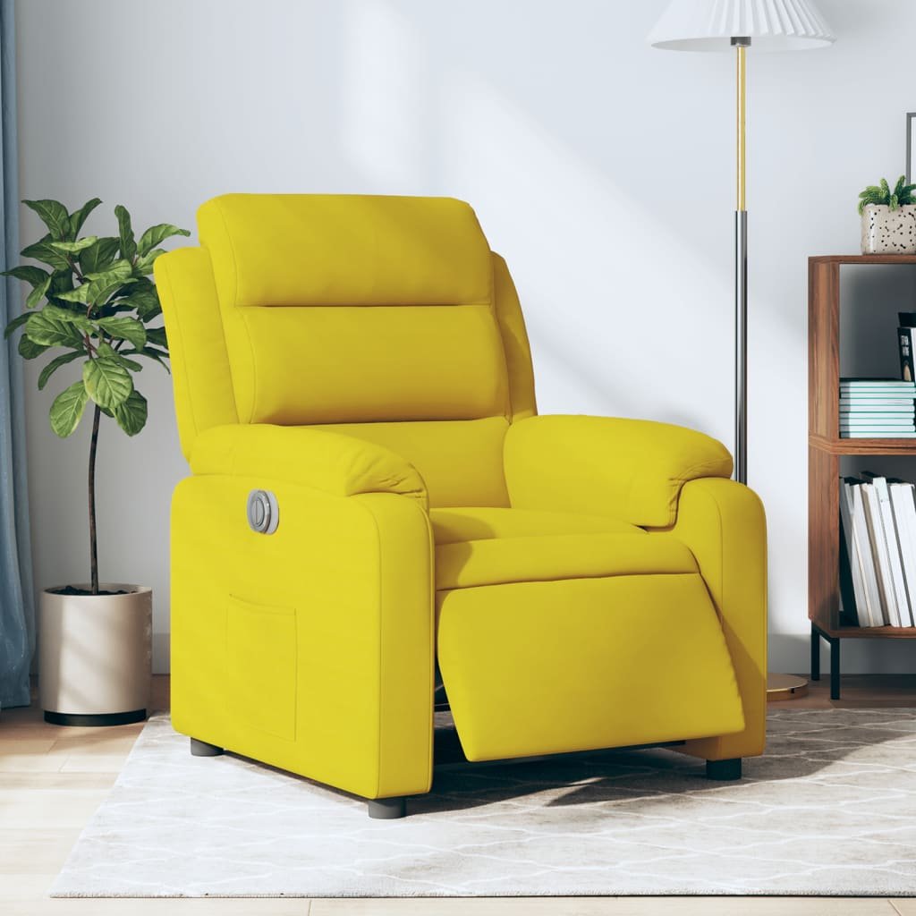 vidaXL Elektryczny fotel rozkładany, żółty, obity aksamitem