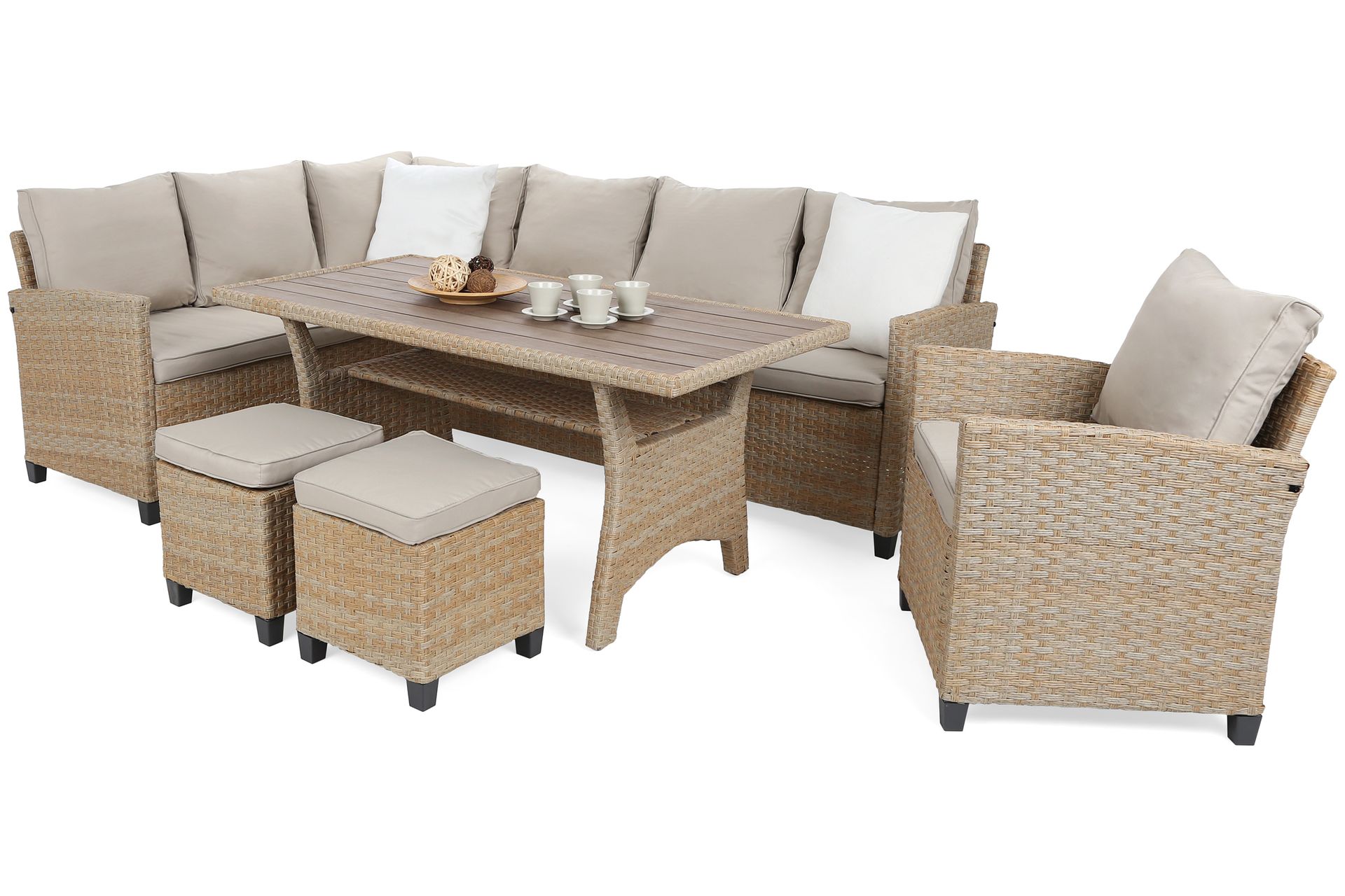 Narożne meble ogrodowe technorattanowe Lagos Beige / Ecru