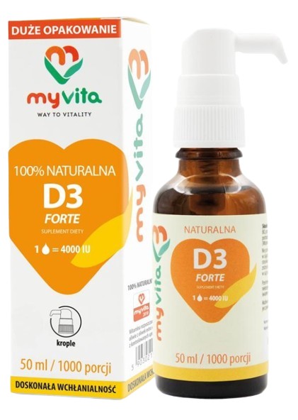 MyVita Witamina D3 FORTE 4000 j.m. Naturalna w płynie krople 50 ml mv-270