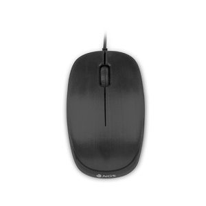 NGS FLAME BLACK - Mysz optyczna 1000dpi z przewodem USB, mysz do komputera lub laptopa z 3 przyciskami, oburęczna, czarna