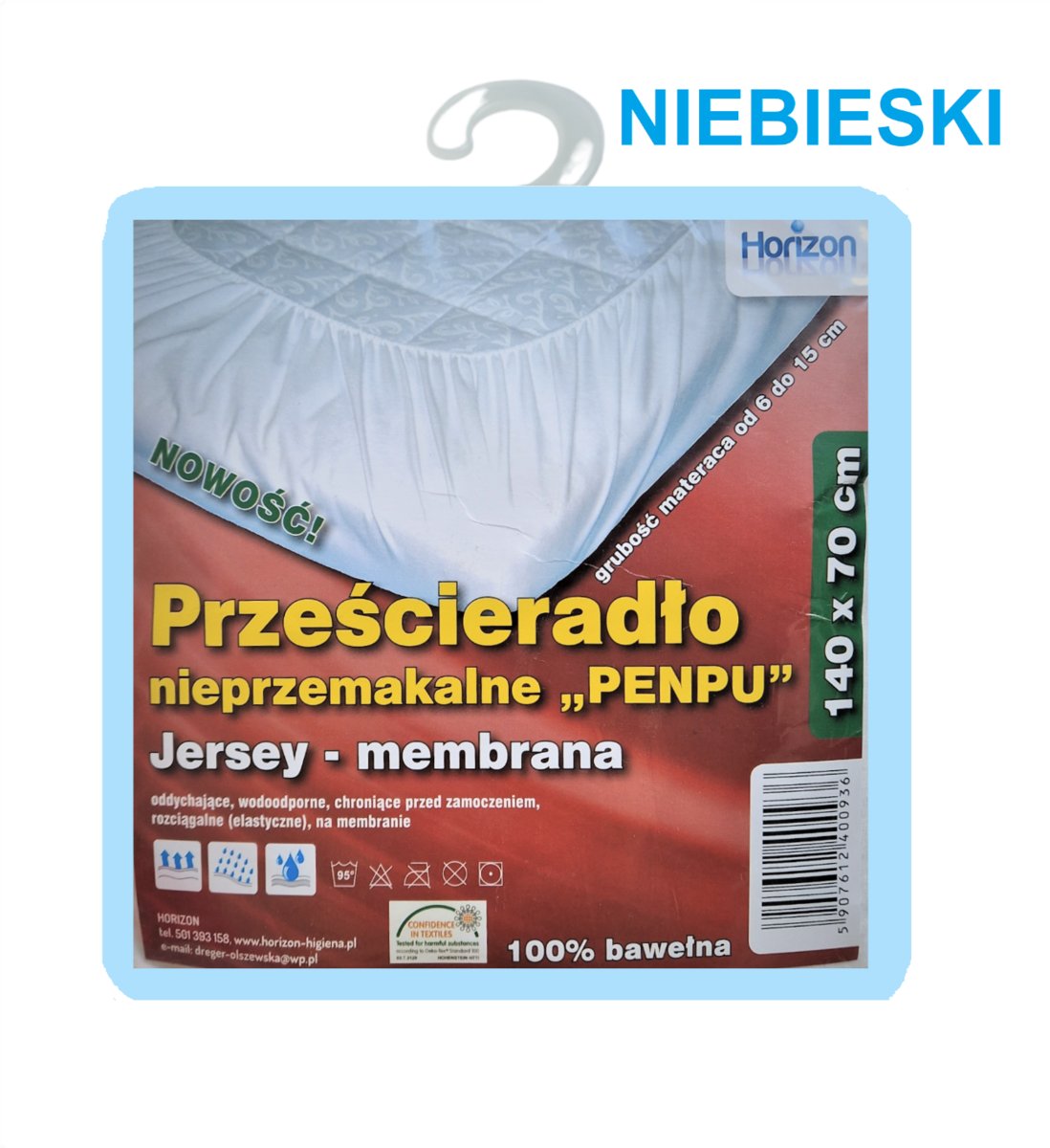 Wodoodporne Prześcieradło Ochronne Jersey Do Łóżka Dziecięcego Z Gumką Premium 70X140 Cm Niebieski