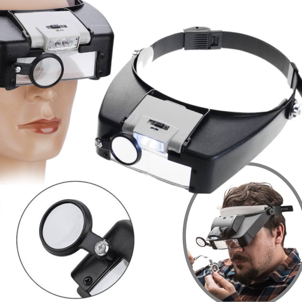 LUPA NAGŁOWNA OPASKA CZOŁO OKULARY PRECYZYJNE MOCNY LED LEKKA POWIĘKSZAJĄCA
