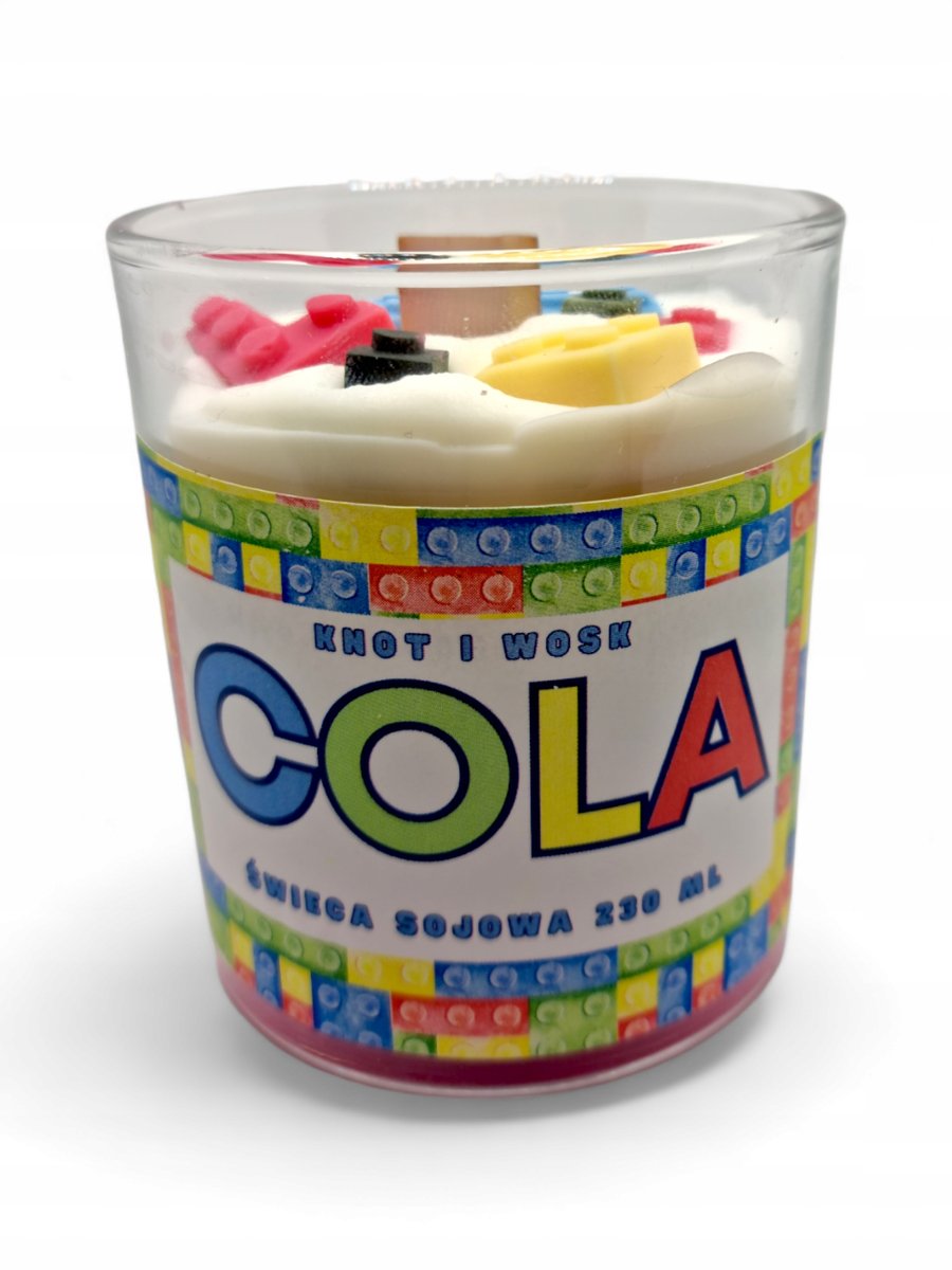 Świeca naturalna sojowa ozdobna prezent ręcznie wykonana Klocki zapach Cola