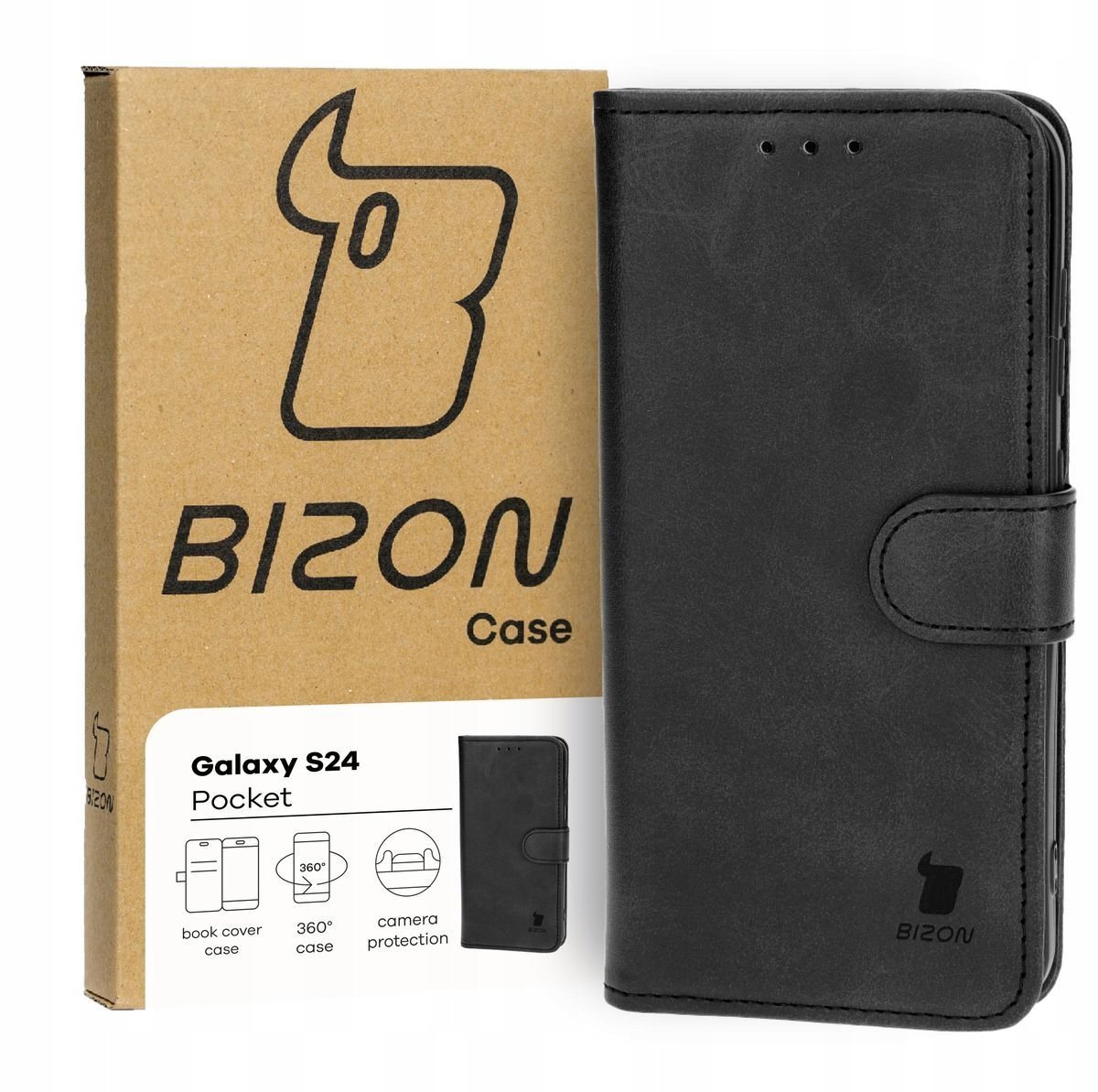 Etui Bizon Case Pocket do Galaxy S24, czarne