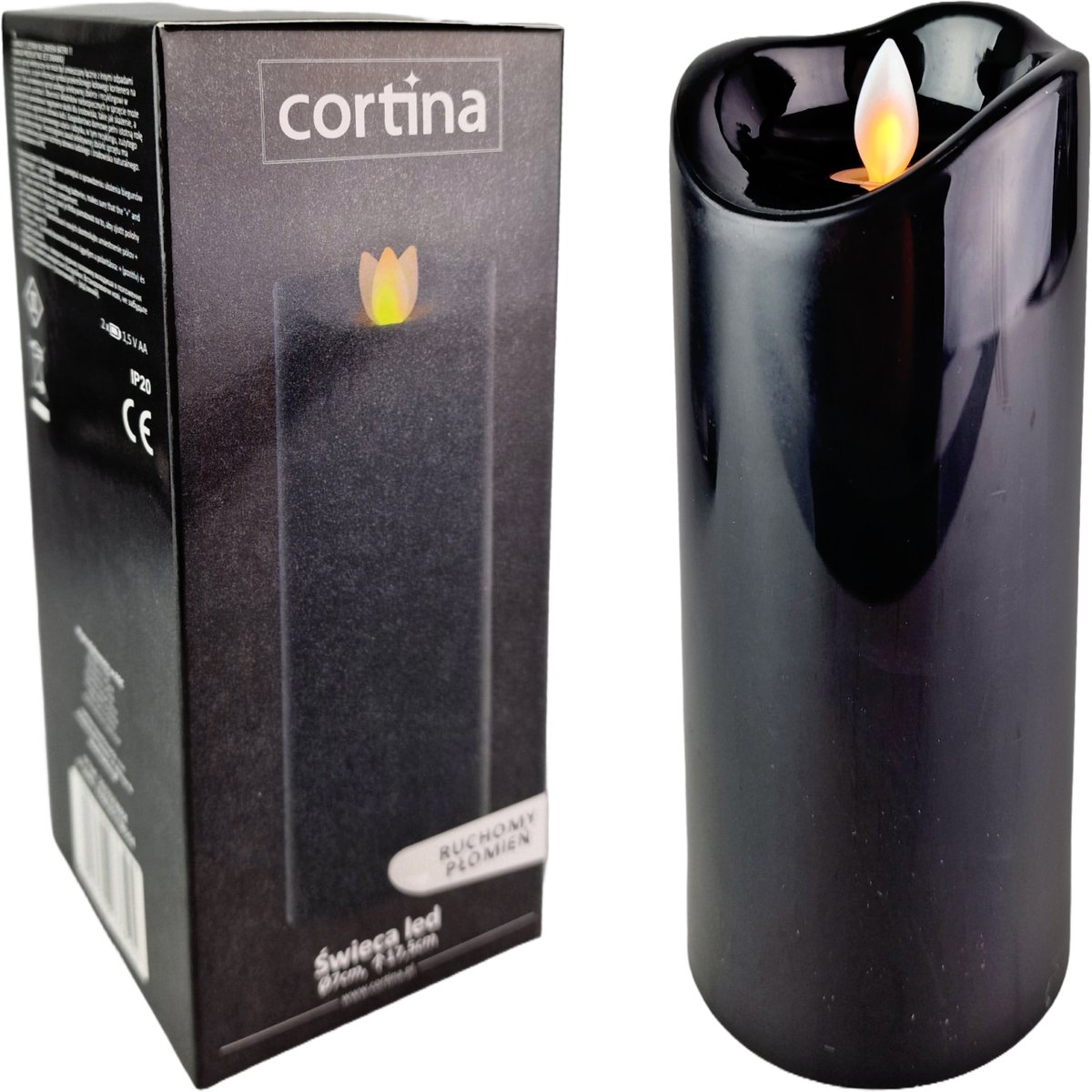 ŚWIECZKA LED WKŁAD DO ZNICZA ZNICZY RUCHOMY PŁOMIEŃ NA BATERIE ŚWIECA 17cm