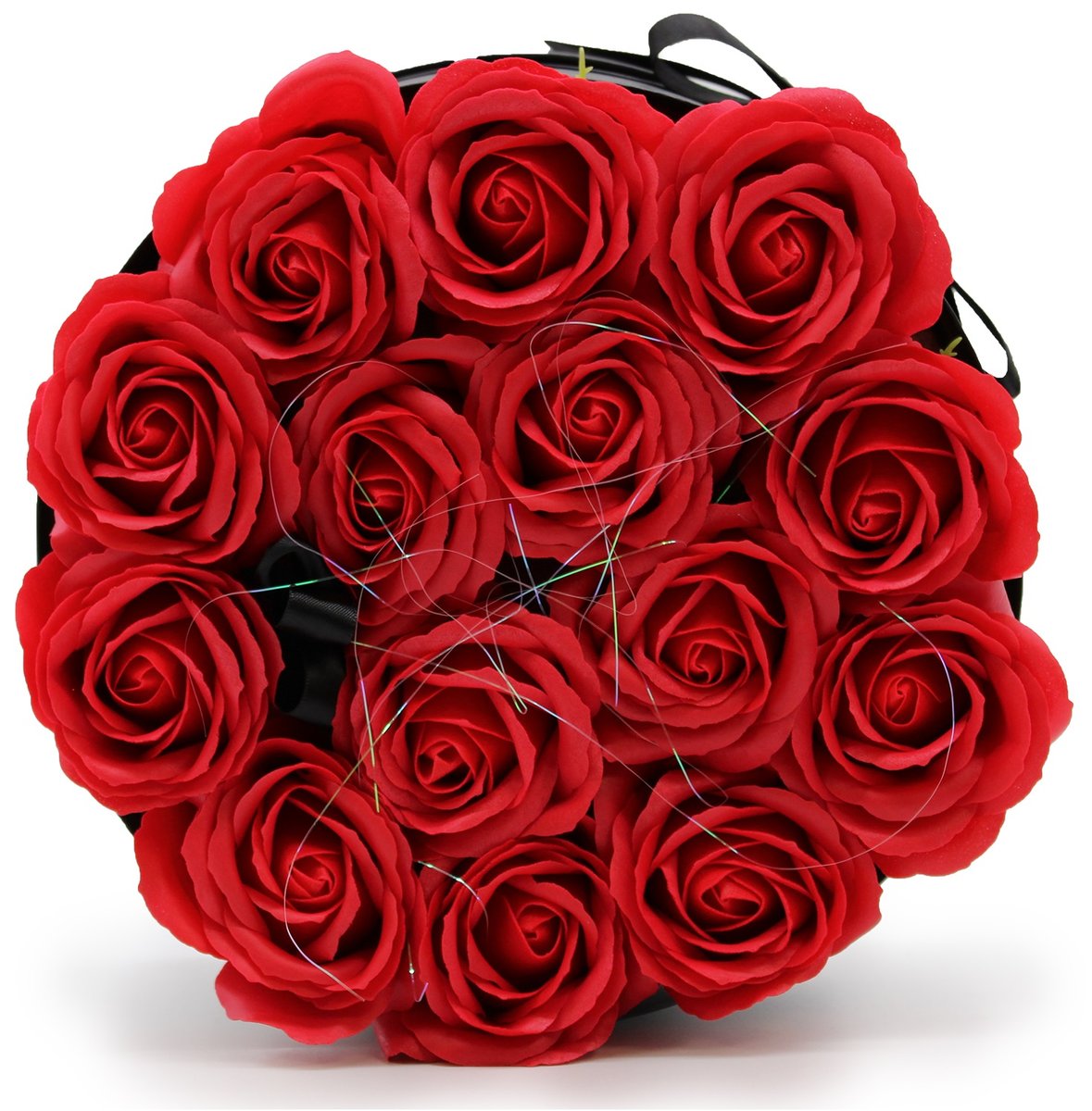 Mydlany Flower Box - 14 Czerwonych Róż w Okrągłym Pudełku