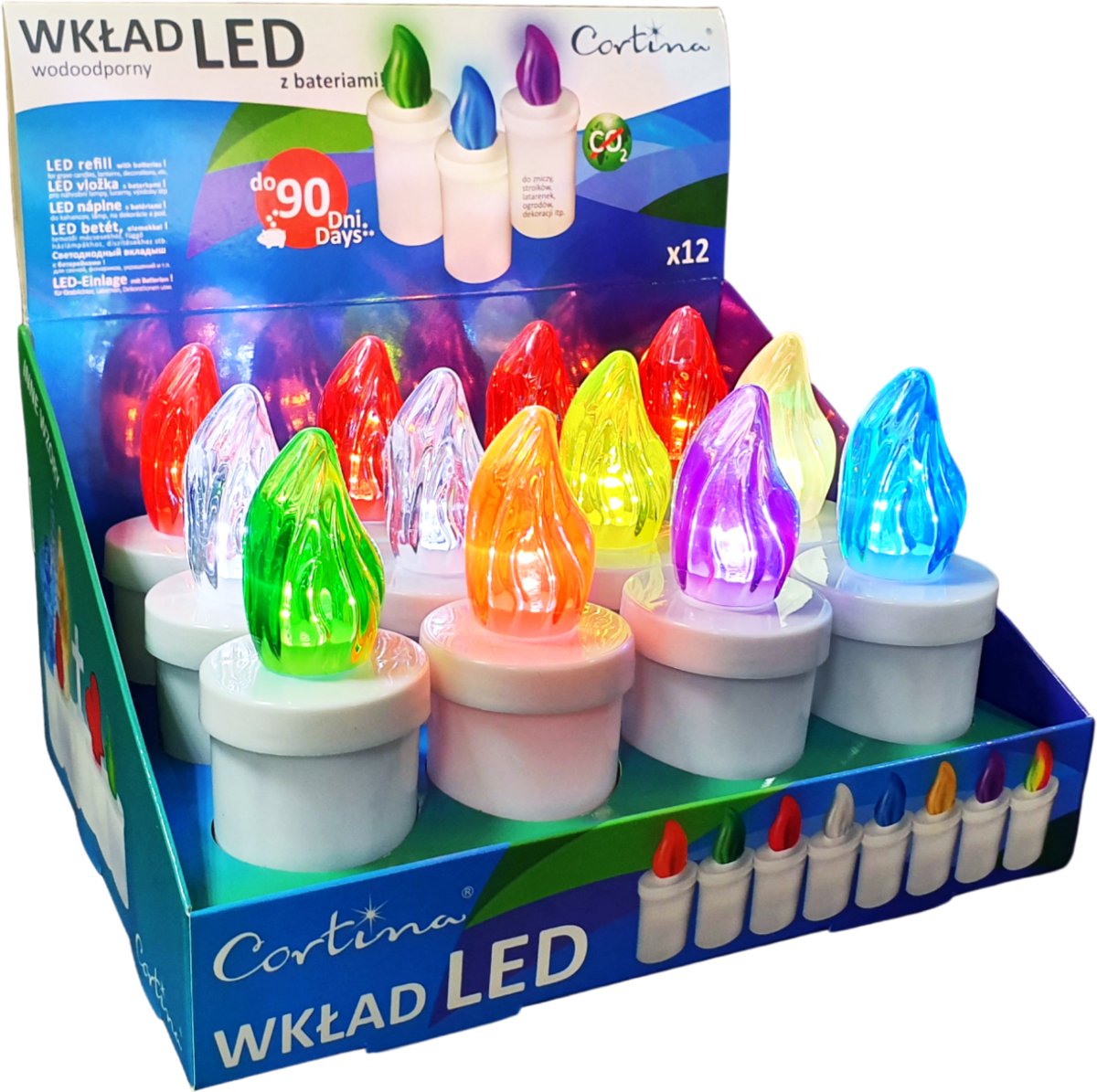 WKŁAD ELEKTRYCZNY DO ZNICZA zestaw 12 szt NA BATERIE R6 LED WKŁADY ZNICZY