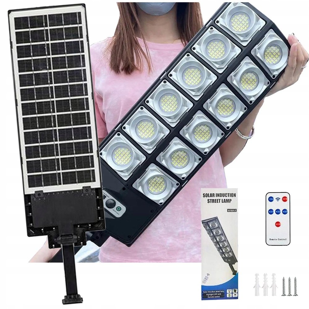LAMPA LED SOLARNA ULICZNA 1200W CZUJNIK RUCHU ZMIERZCHU ZASILANA BATERYJNIE