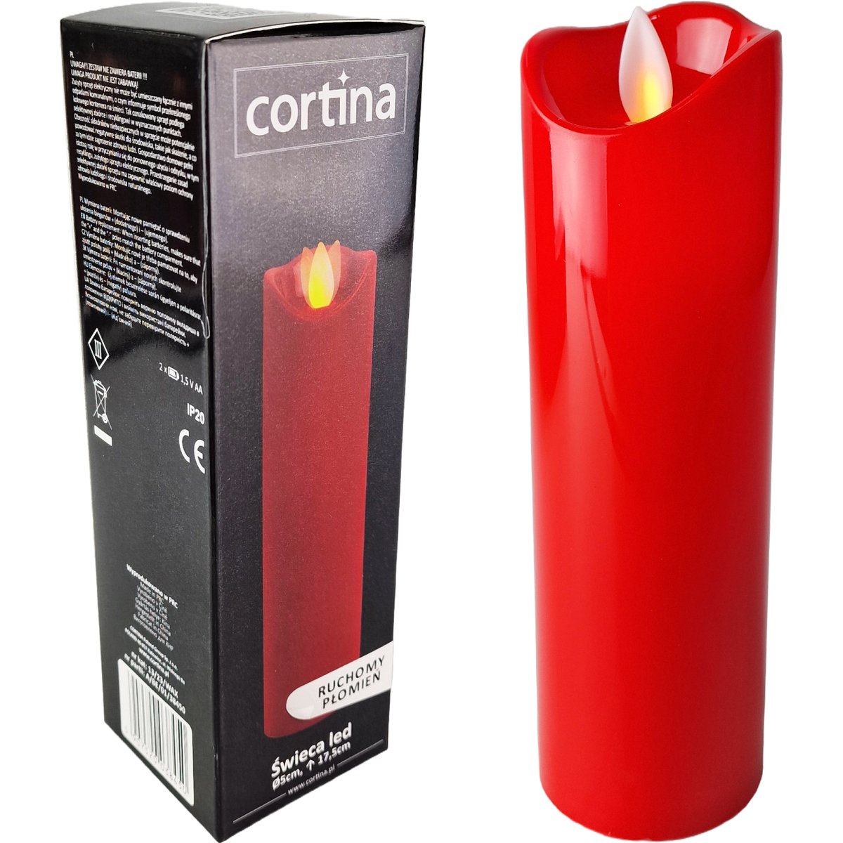 ŚWIECZKA LED WKŁAD DO ZNICZA ZNICZY RUCHOMY PŁOMIEŃ NA BATERIE ŚWIECA 17CM