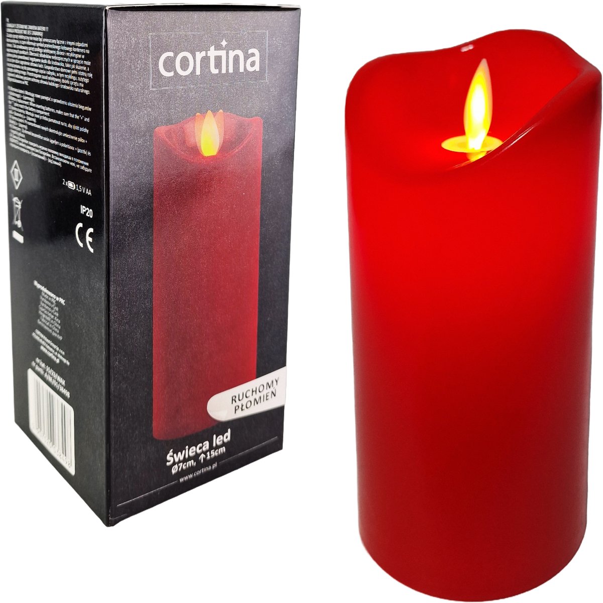 ŚWIECZKA LED WKŁAD DO ZNICZA ZNICZY RUCHOMY PŁOMIEŃ NA BATERIE ŚWIECA 15cm