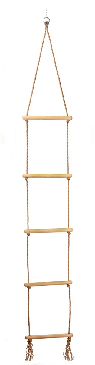 Drewniana drabinka sznurowa 5 szczebli/hak/komplet