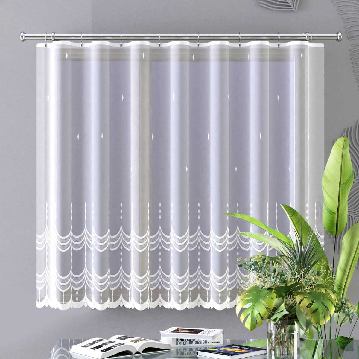 Firanka żakardowa biała 90x140cm H359