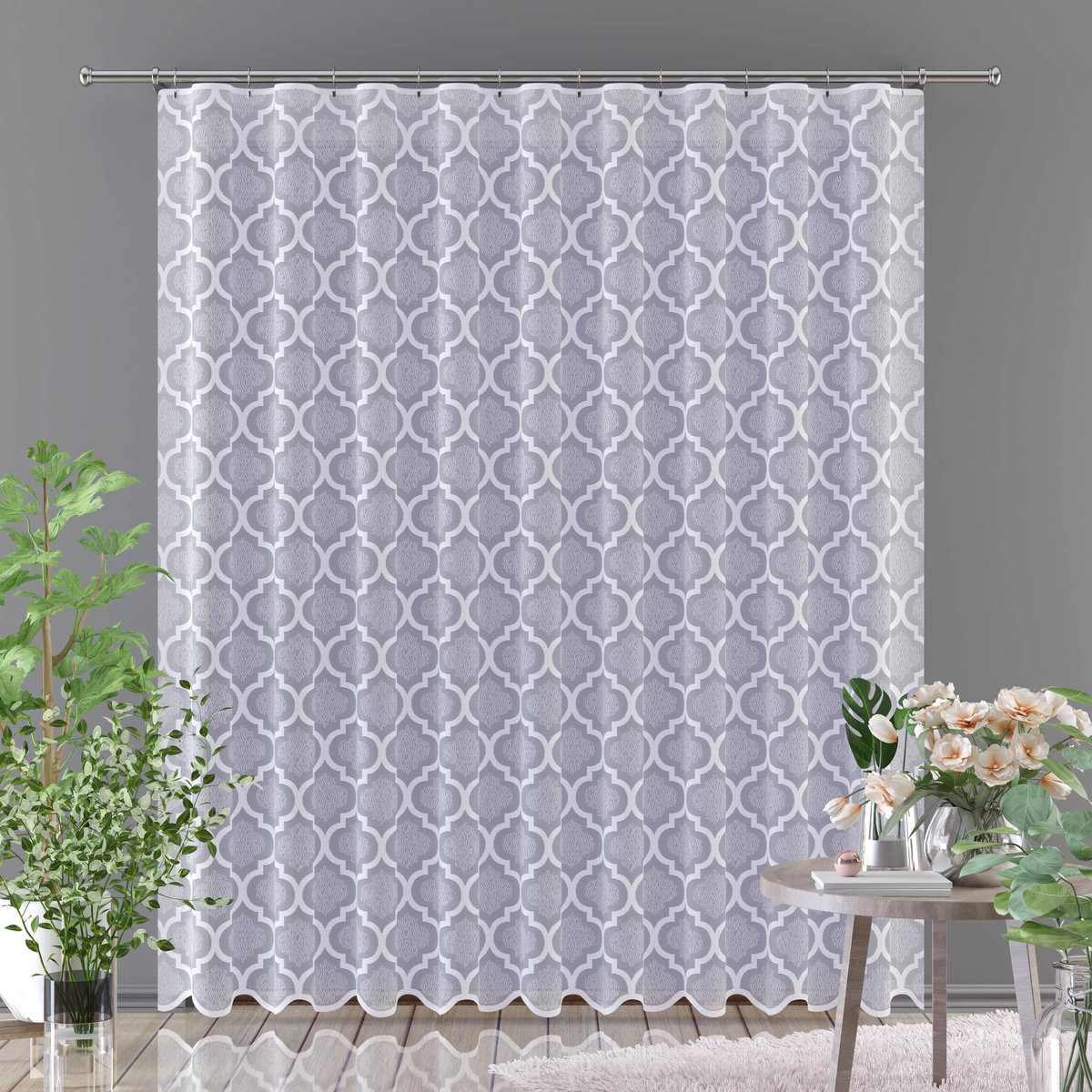 Firanka żakardowa biała gotowa na taśmie 400x250cm S518