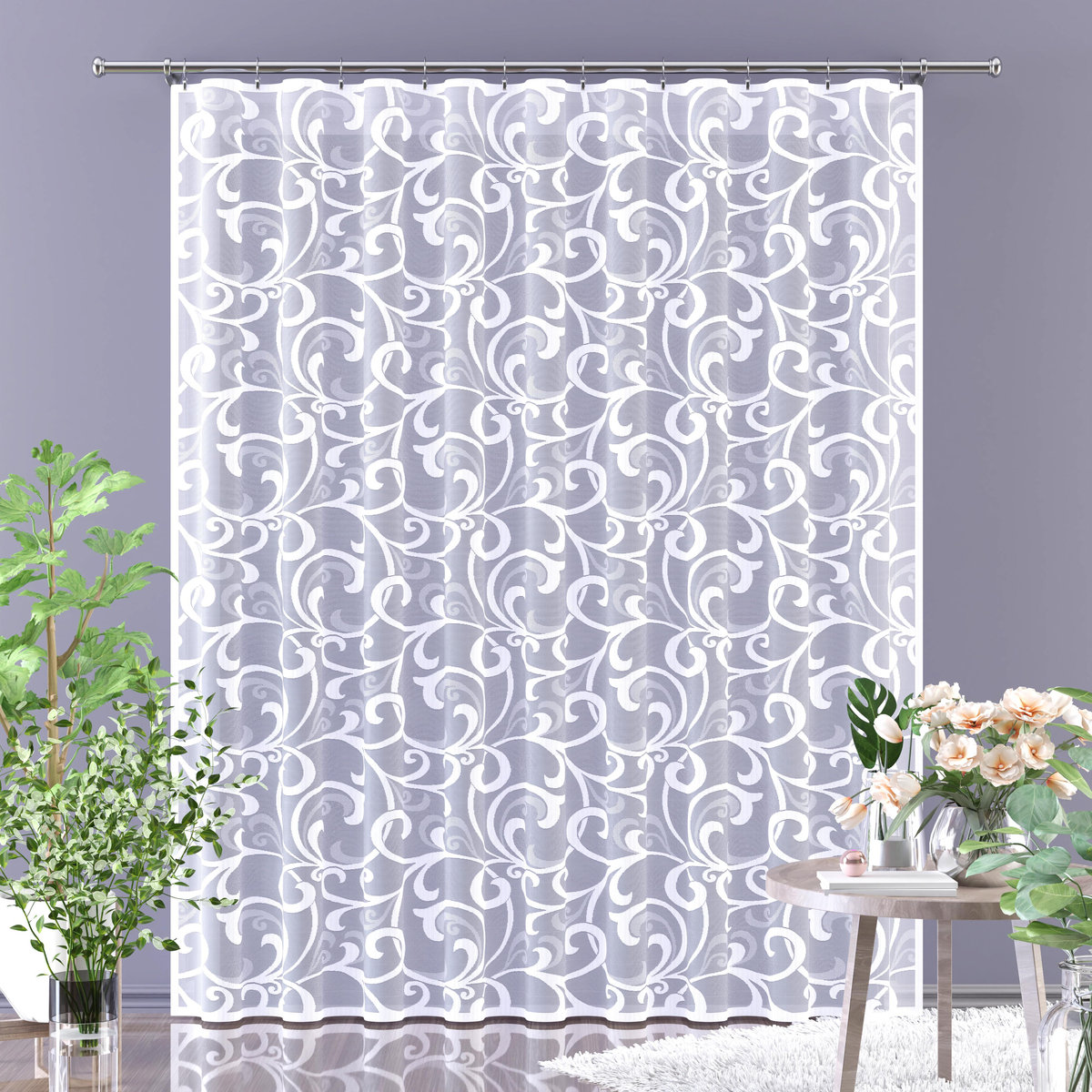 Firanka żakardowa biała gotowa 200x250cm H477